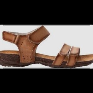 Propet Farrah‎ Leather Sandal, Brown, Size 8.5, Adjustable Straps At Four Points